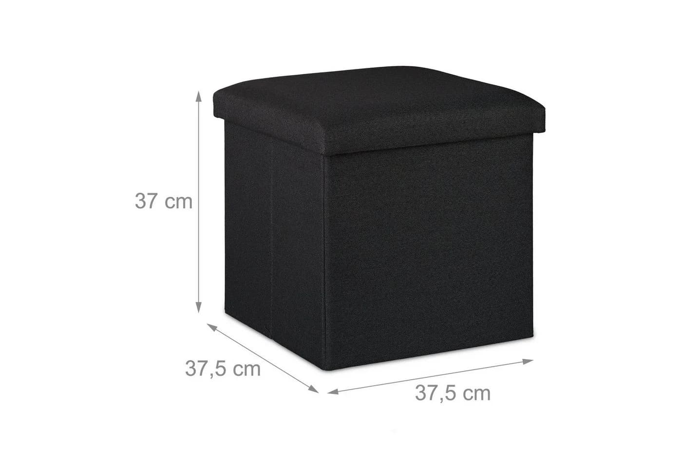 relaxdays Sitzhocker mit Stauraum Schwarz Faltbar Gepolstert - Bild 4