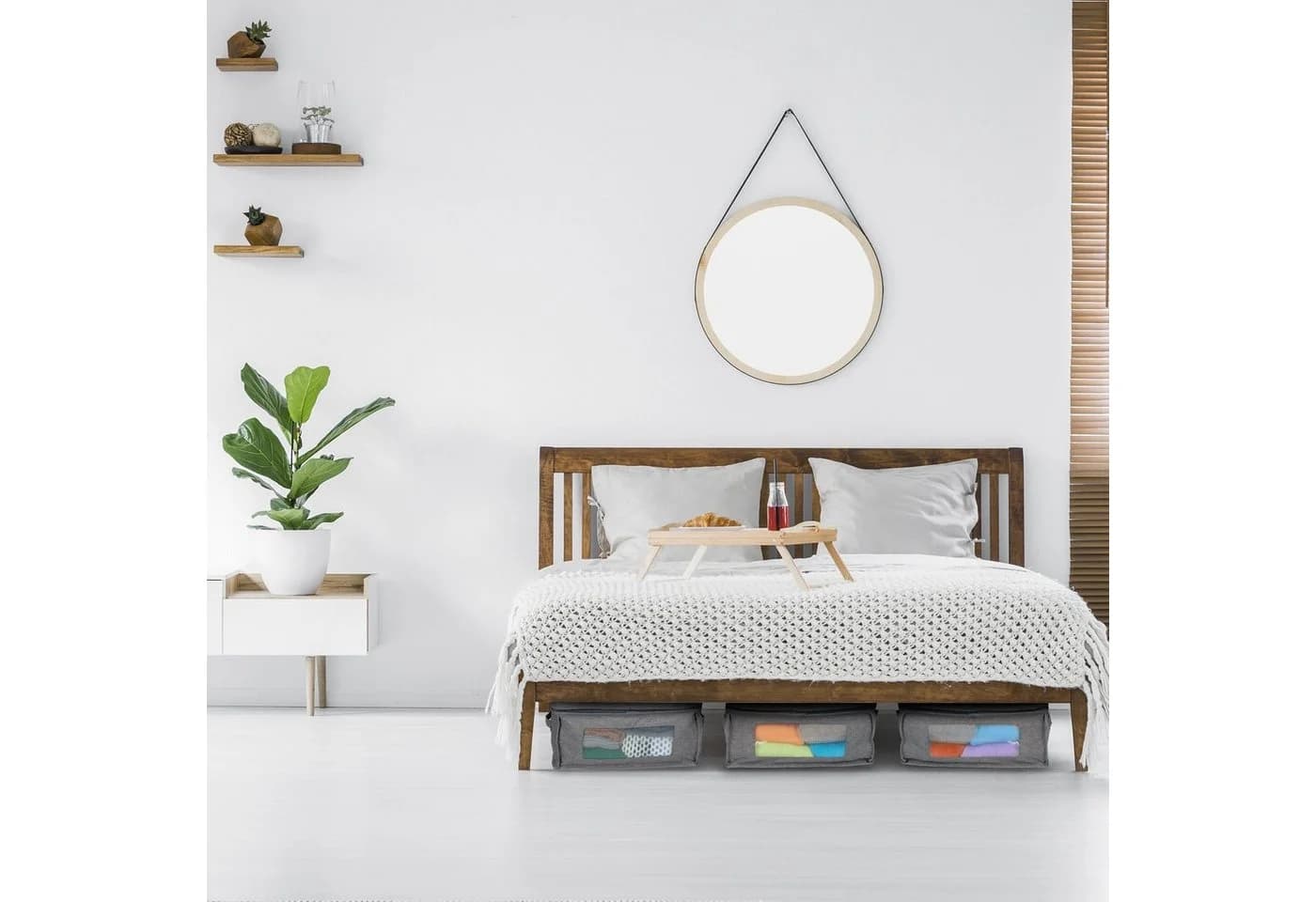 relaxdays Unterbettkommode Aufbewahrungstasche 3er Set Grau - Bild 5