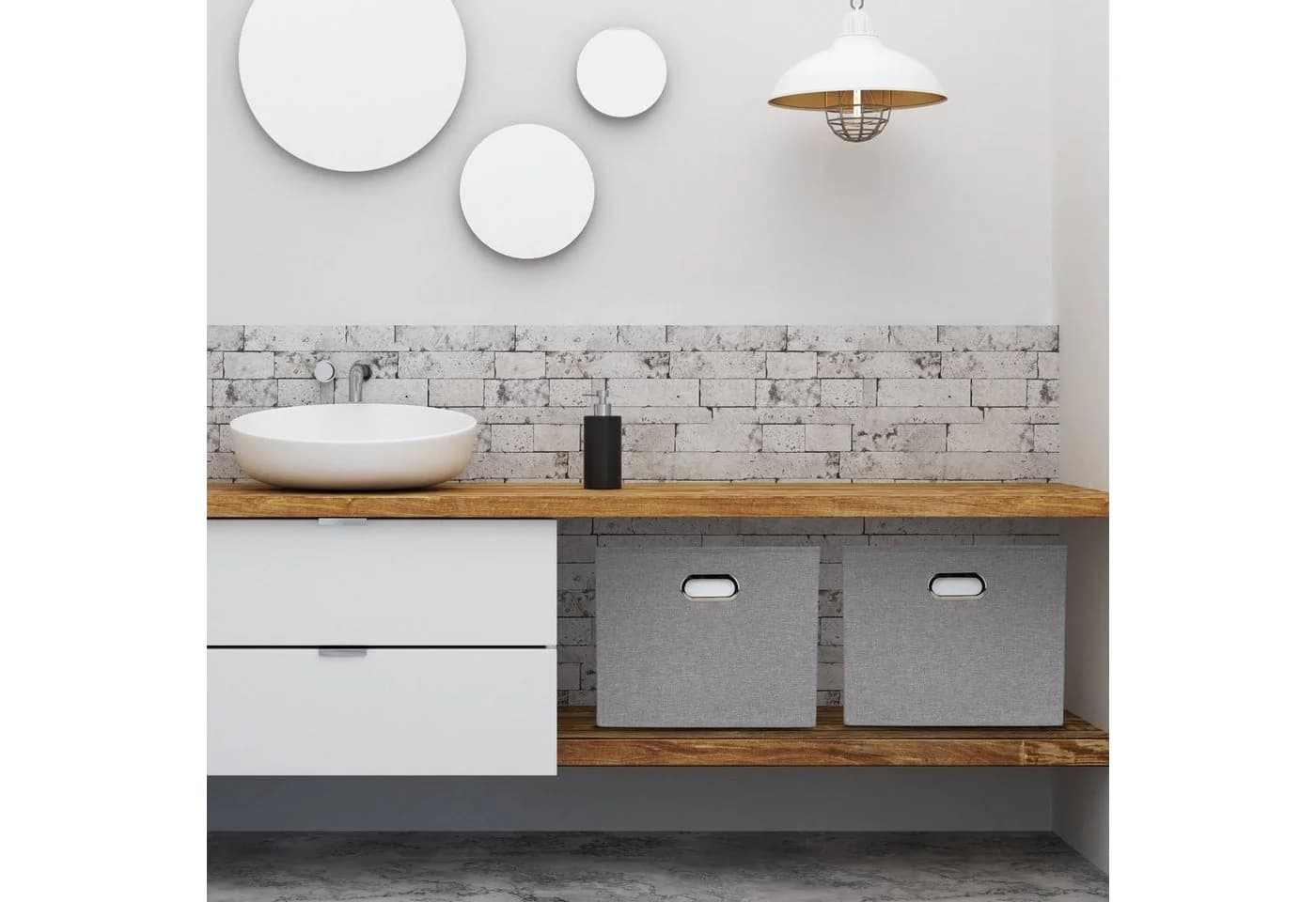relaxdays Aufbewahrungsbox quadratisch 2er Set grau mit Deckel