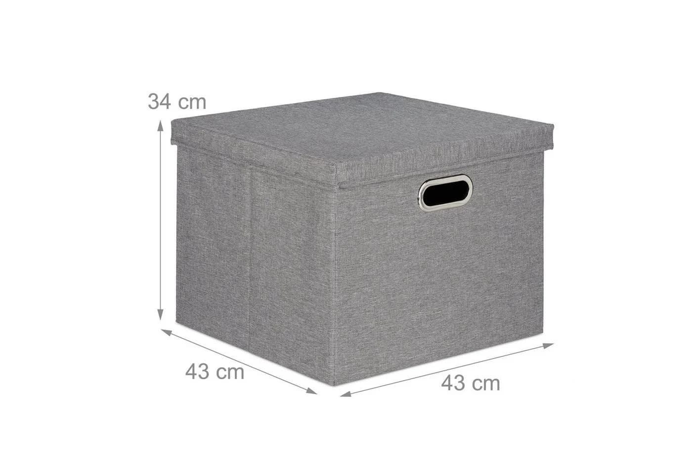 relaxdays Aufbewahrungsbox quadratisch 2er Set grau mit Deckel - Bild 4