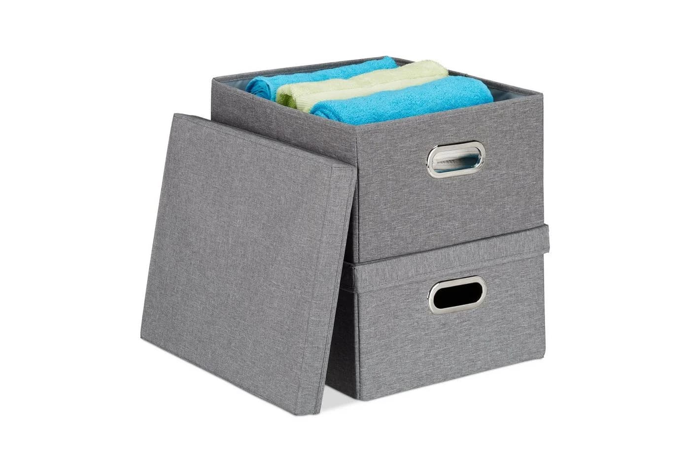 relaxdays Aufbewahrungsbox mit Deckel 2er Set Grau - Bild 2