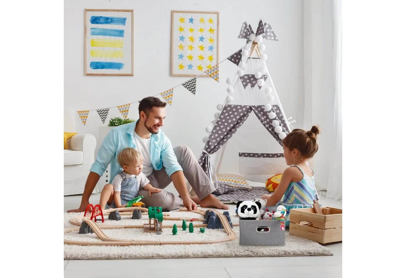 relaxdays Aufbewahrungsbox mit Deckel 2er Set Grau - Bild 3