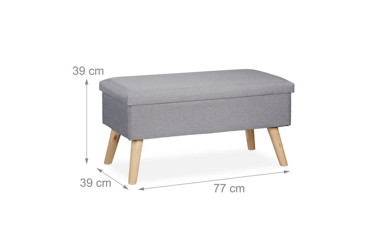 Relaxdays Sitzbank mit Stauraum Hellgrau Leinen-Optik - Bild 4