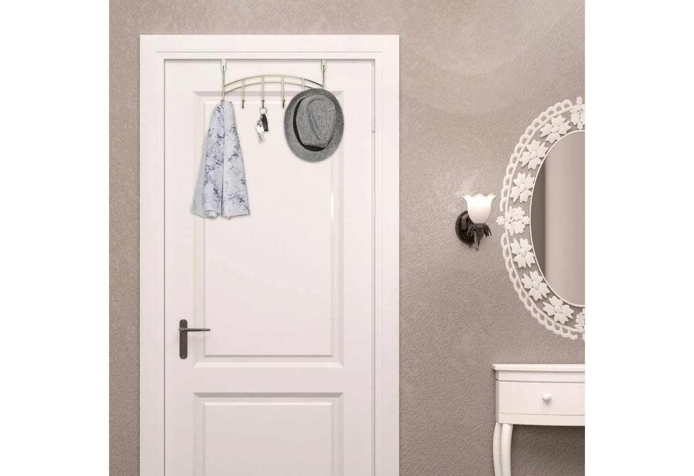relaxdays Türgarderobe 6 Haken Gold zum Einhängen