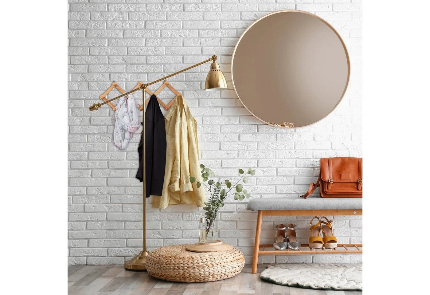relaxdays Wandgarderobe Holz 10 Haken faltbar natur