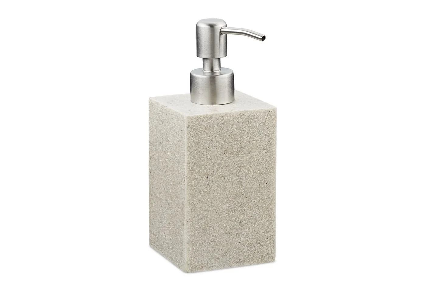 relaxdays Seifenspender eckig Sand mit Edelstahlpumpe - Bild 2