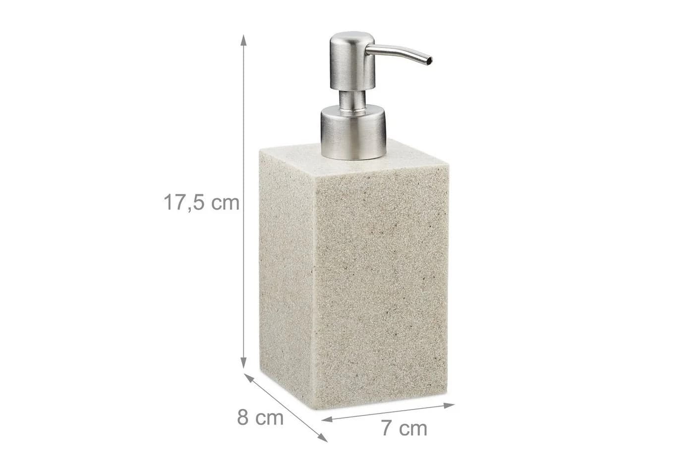 relaxdays Seifenspender eckig Sand mit Edelstahlpumpe - Bild 4