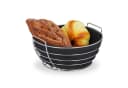relaxdays Runder Brotkorb Metall mit abnehmbarem Stoffeinsatz Schwarz/Silber Bild 2