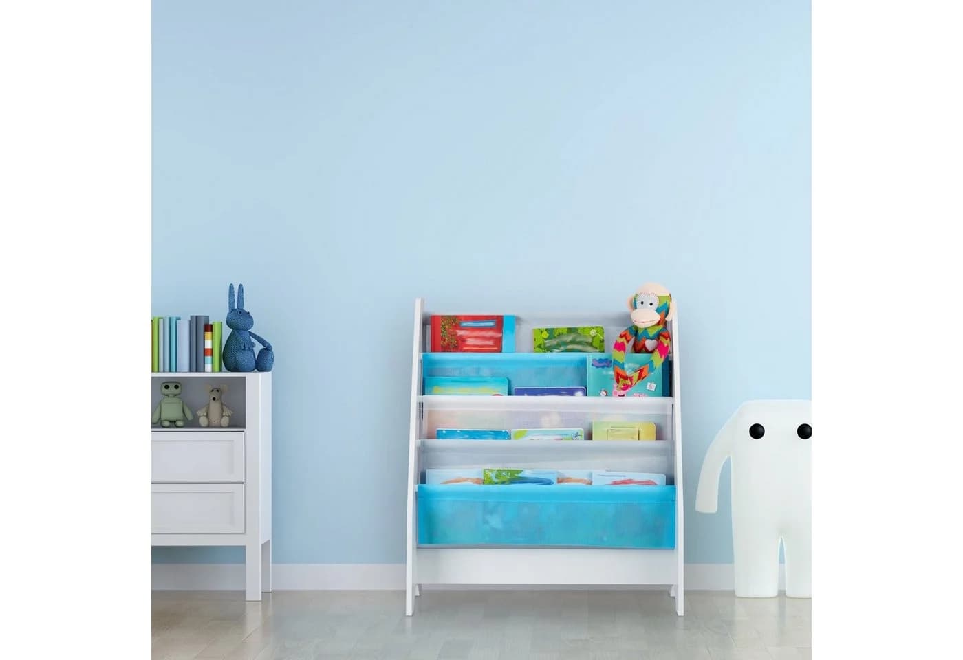 relaxdays Kinderregal Bücherregal Weiß Bunt 4 Fächer - Bild 3