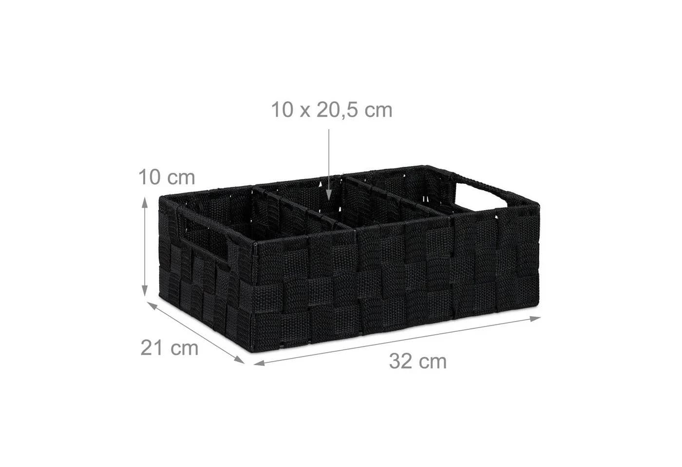 relaxdays Aufbewahrungskorb mit Fächern schwarz 3 Fächer - Bild 4