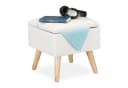 relaxdays Stauraumhocker Weiß Braun Holzbeine Gepolstert Bild 2