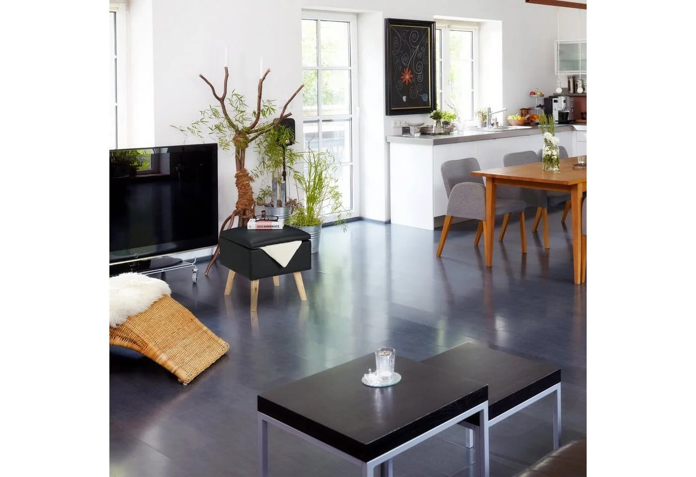 relaxdays Stauraumhocker Sitzhocker mit Stauraum Kunstleder Weiß - Bild 3