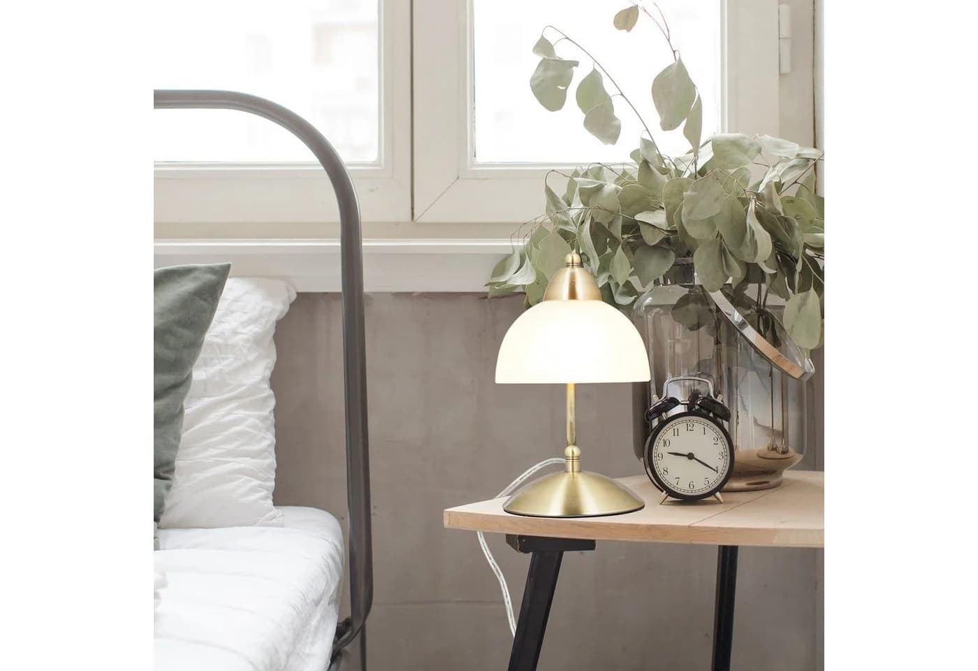 relaxdays Tischlampe Touch Dimmbar Weißglas Metall Vintage