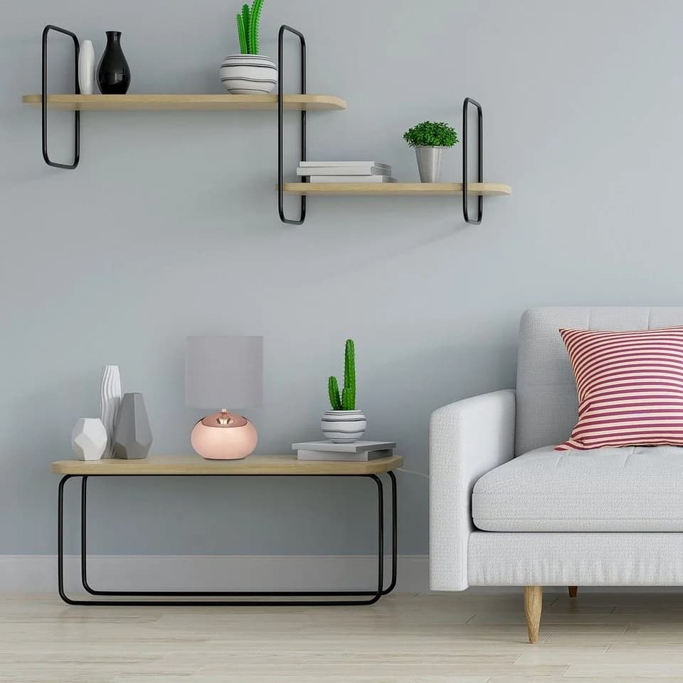 relaxdays Nachttischlampe Touch Kupfer Grau E14 - Bild 5