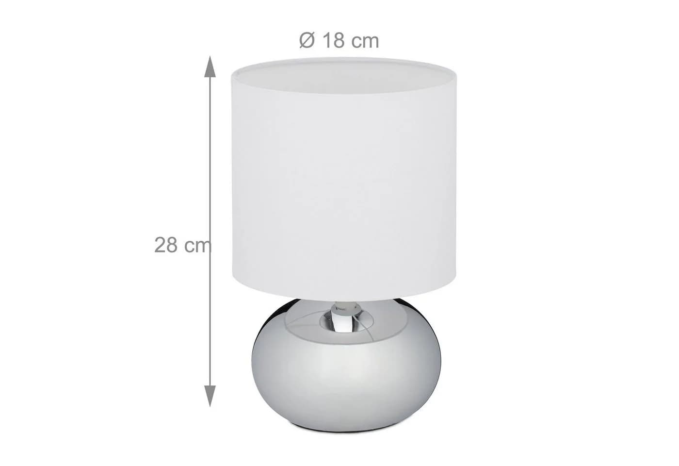relaxdays Nachttischlampe Touch Silber Weiß E14 - Bild 4