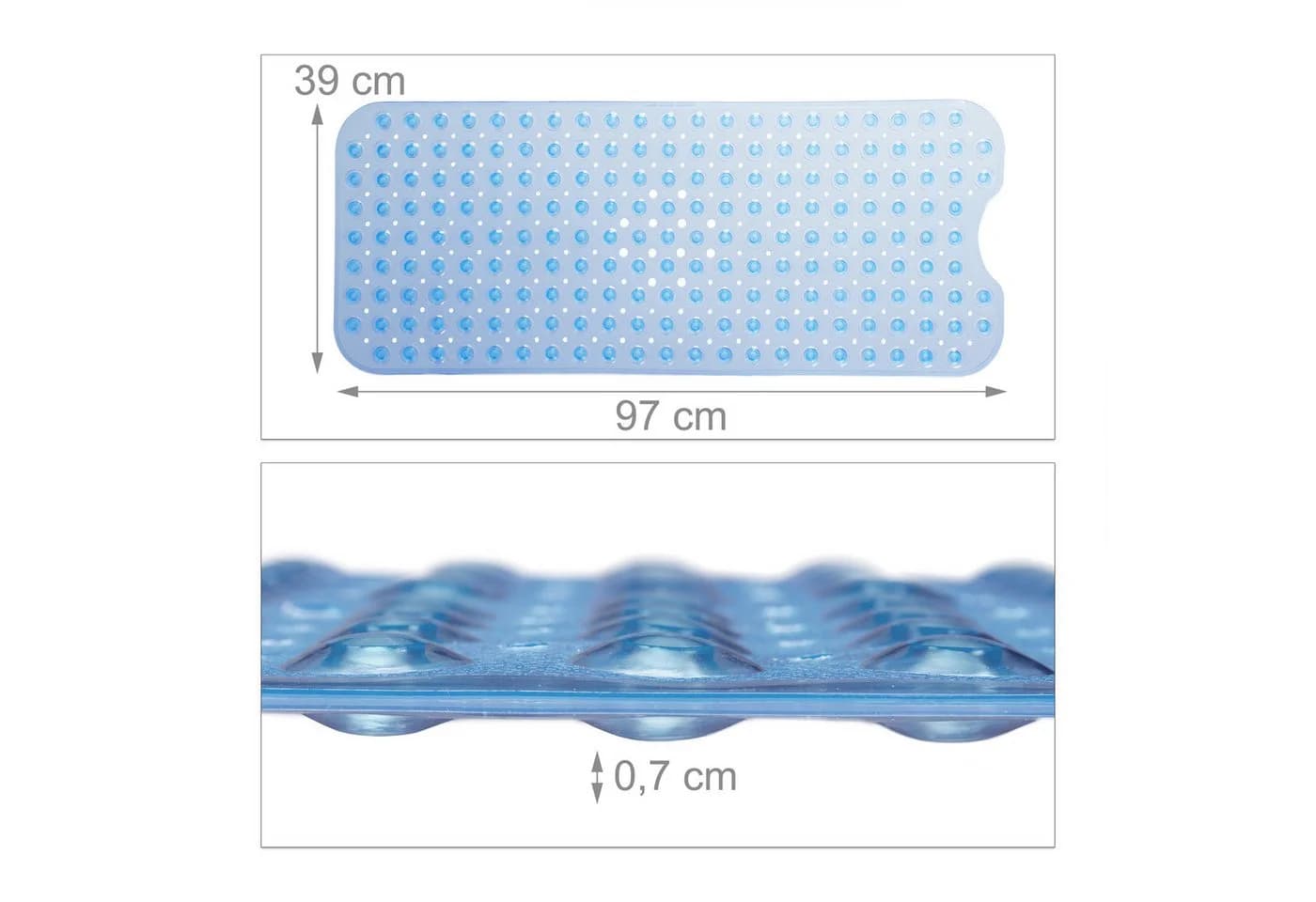 relaxdays Badewannenmatte XXL Rutschfest Blau PVC - Bild 4