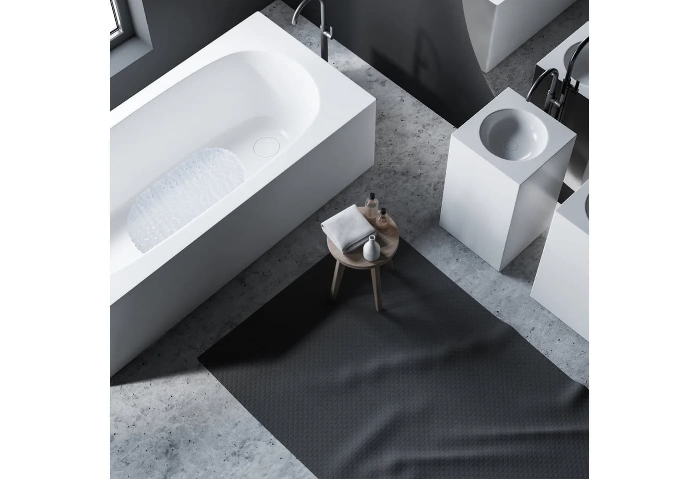 relaxdays Badewannenmatte Steinoptik Rutschfest Weiß - Bild 5
