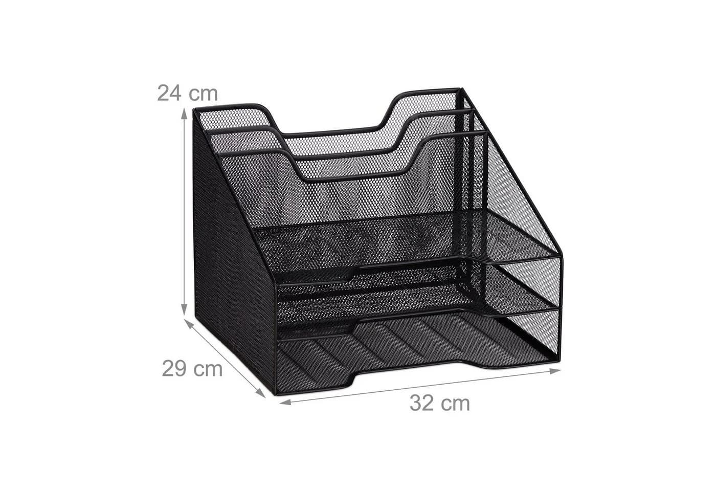 relaxdays Dokumentenablage Metall 5 Fächer Schwarz Mesh Design - Bild 4