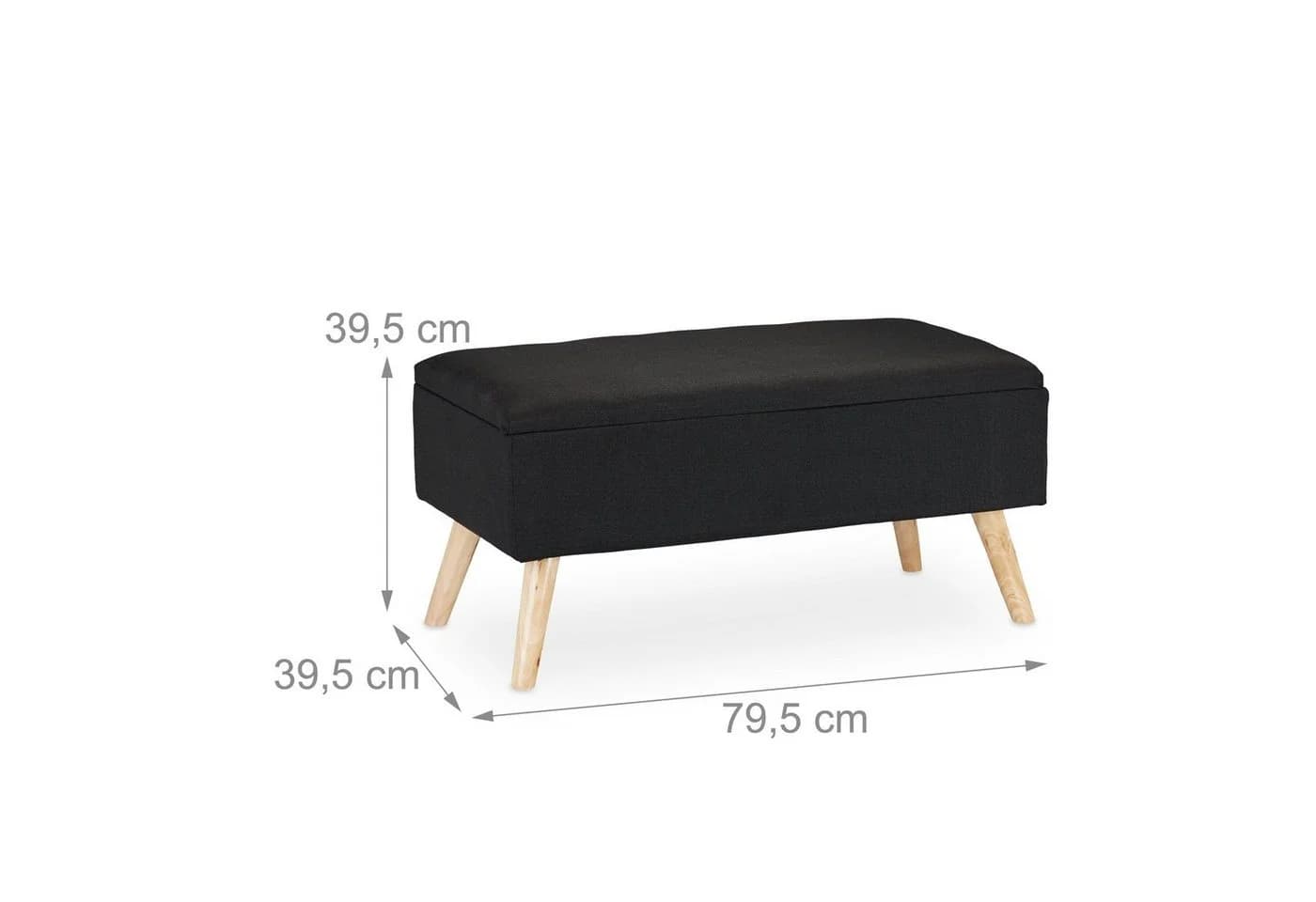 relaxdays Polsterbank mit Stauraum Schwarz Braun Leinen-Optik - Bild 4