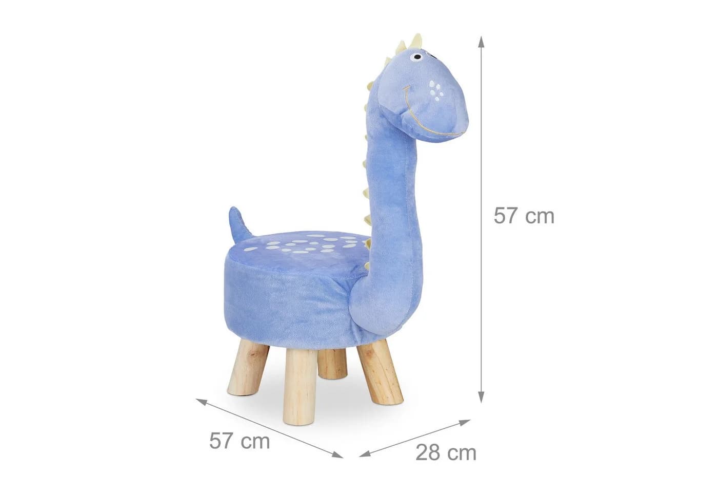 relaxdays Kinderhocker Dino Blau mit abnehmbarem Plüschbezug - Bild 4