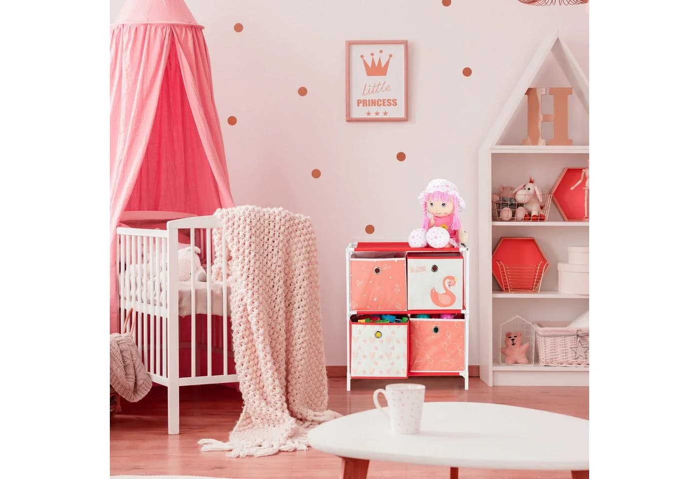 relaxdays Kinderregal Schwan mit Boxe, 3 Weiß-Rot - Bild 3