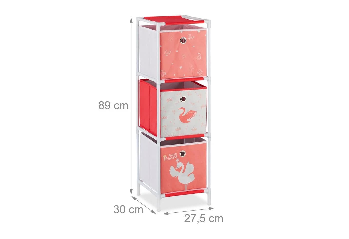 relaxdays Kinderregal Schwan mit Boxe, 3 Weiß-Rot - Bild 4