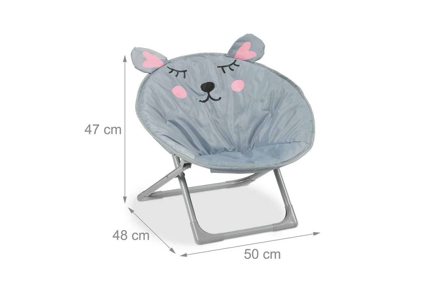 relaxdays Faltbarer Moonchair Campingstuhl für Kinder, Grau/Rosa/Schwarz - Bild 4