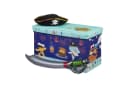 relaxdays Spielzeugtruhe Sitzbox Faltbar Dunkelblau Gelb Bild 2