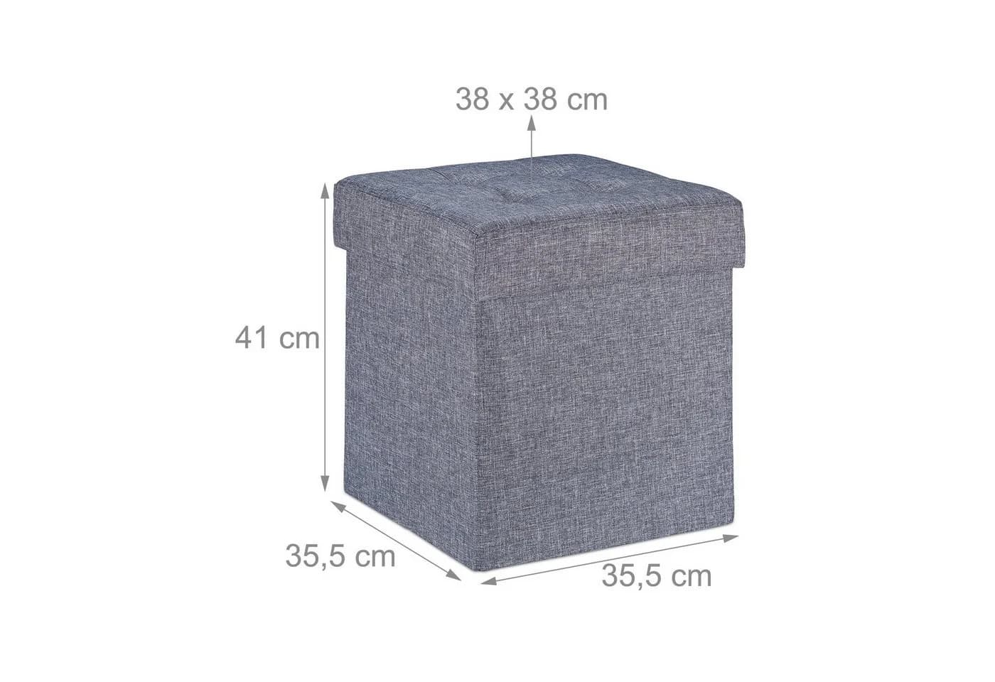 relaxdays Sitzhocker mit Stauraum Dunkelgrau Faltbar - Bild 4