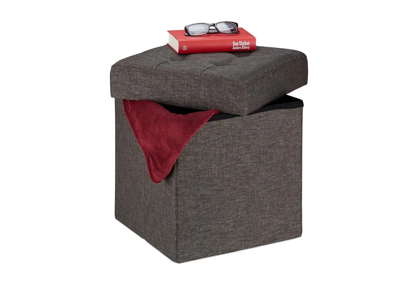 relaxdays Sitzhocker mit Stauraum braun faltbar - Bild 2