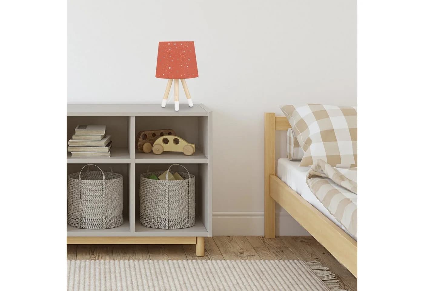 relaxdays Nachttischlampe Kinderzimmer Sterne Rosa Holzbeine - Bild 3