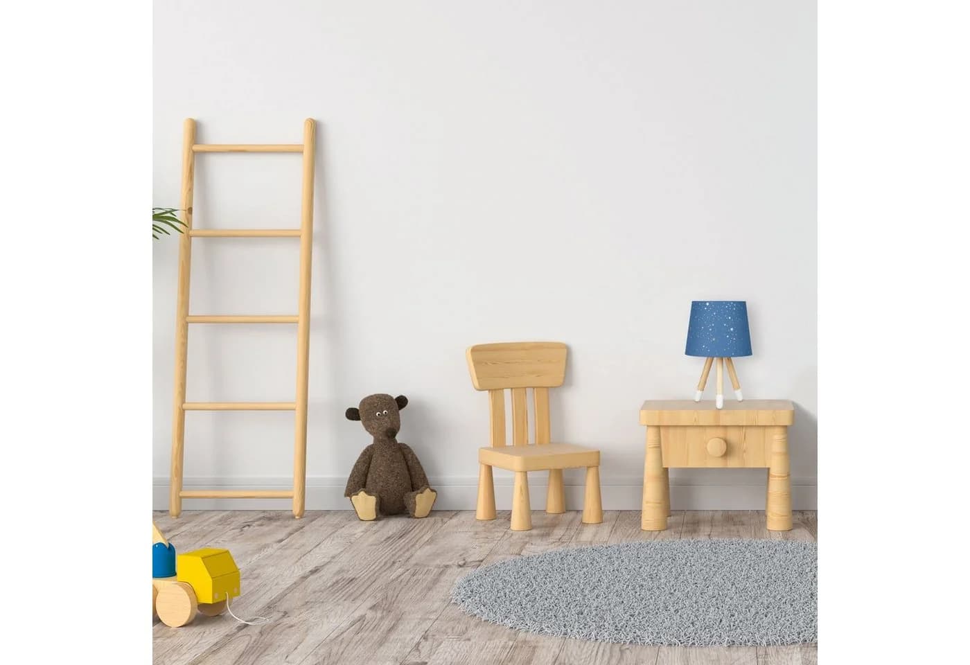 relaxdays Nachttischlampe Kinderzimmer Sterne Rosa Holzbeine - Bild 5