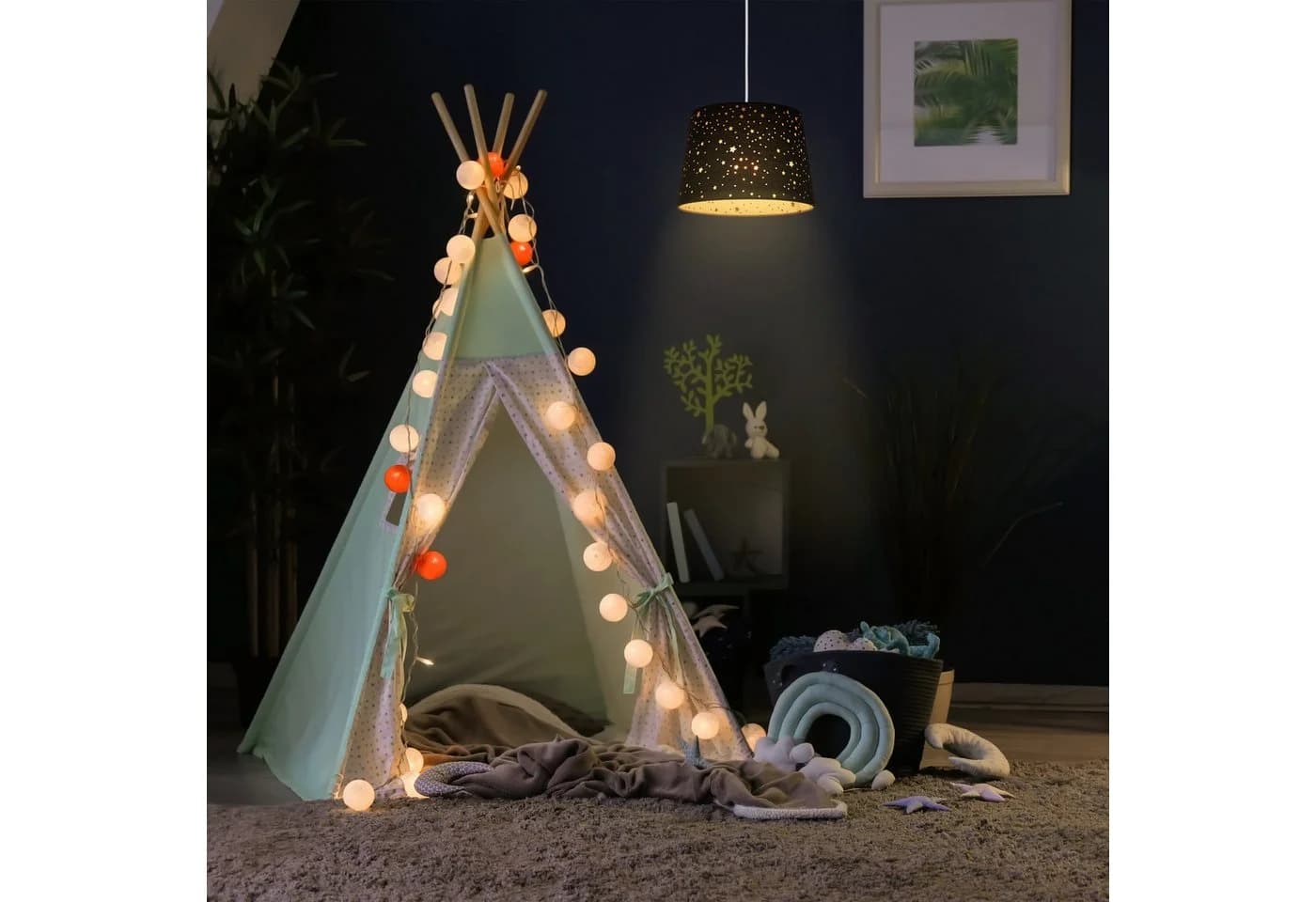 relaxdays Pendelleuchte Kinderzimmerlampe Sterne Rosa - Bild 5