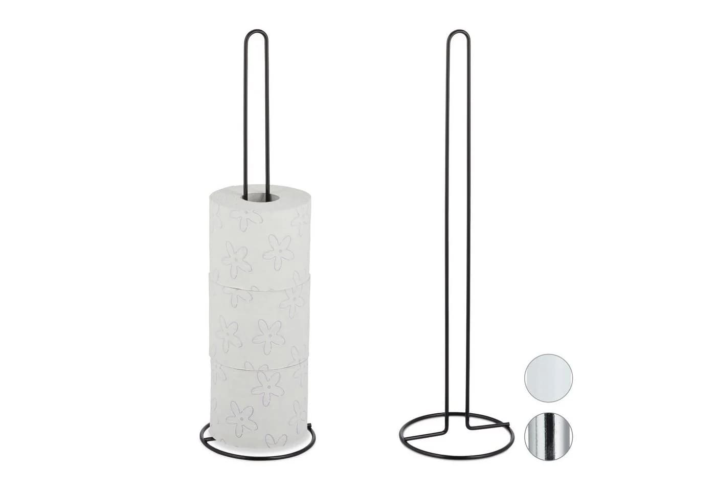 relaxdays Toiletten-Ersatzrollenhalter 2er Set Schwarz Metall - Bild 2