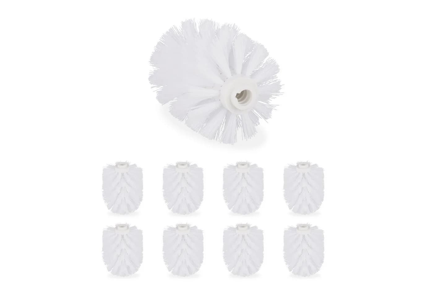 relaxdays Toilettenpapierhalter Klobürste Ersatzbürstenkopf 9er Set Weiß - Bild 2