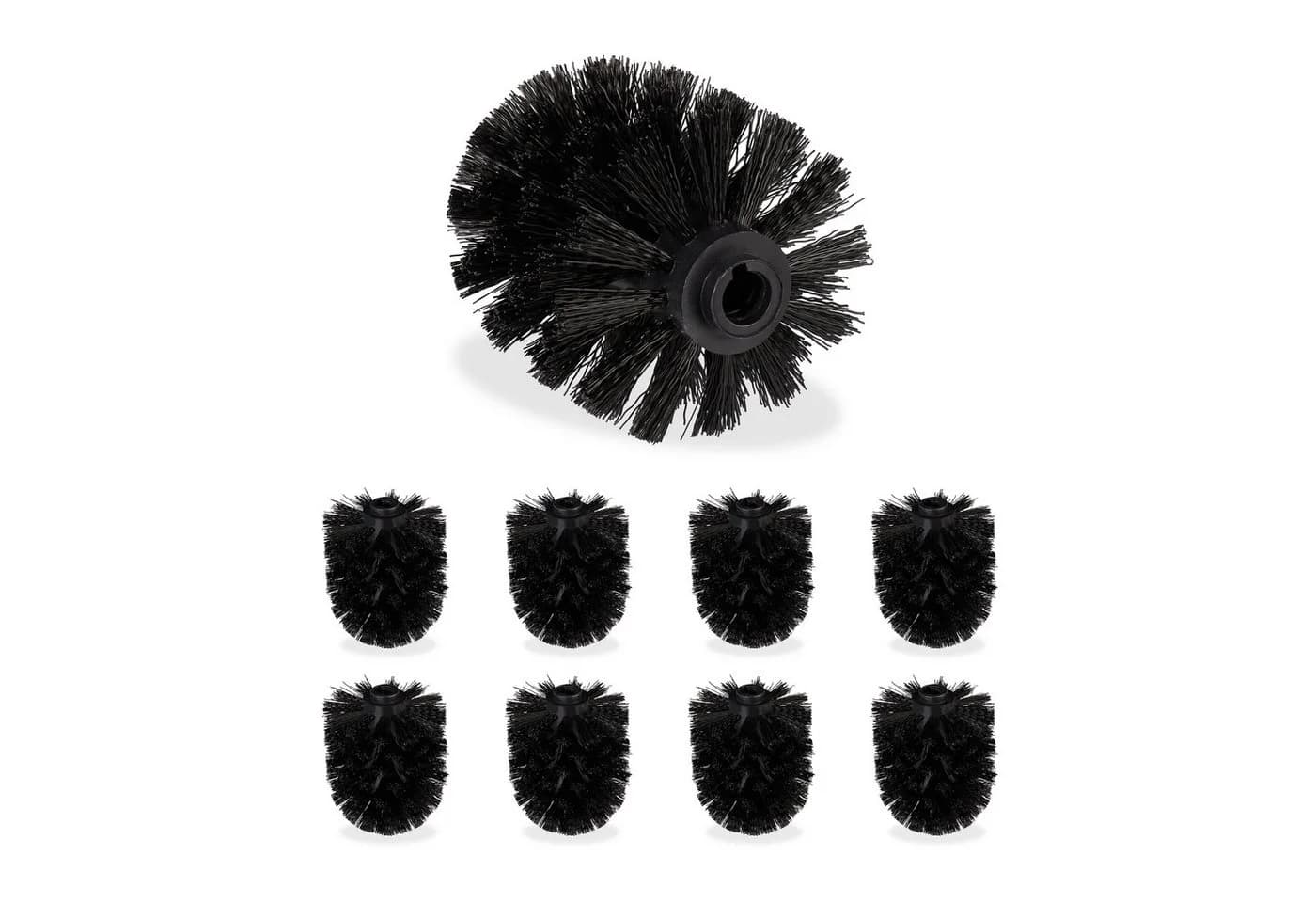 relaxdays Toilettenpapierhalter Klobürste Ersatzbürstenkopf 9er Set Schwarz - Bild 2
