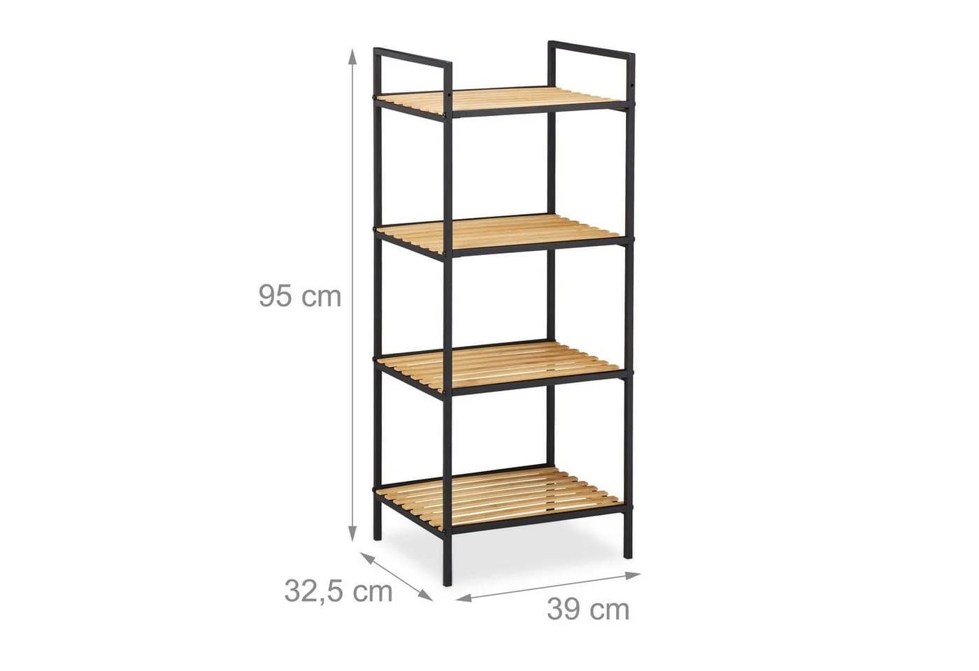 relaxdays Standregal Bambus Metall 4 Ablagen Braun/Schwarz - Bild 4