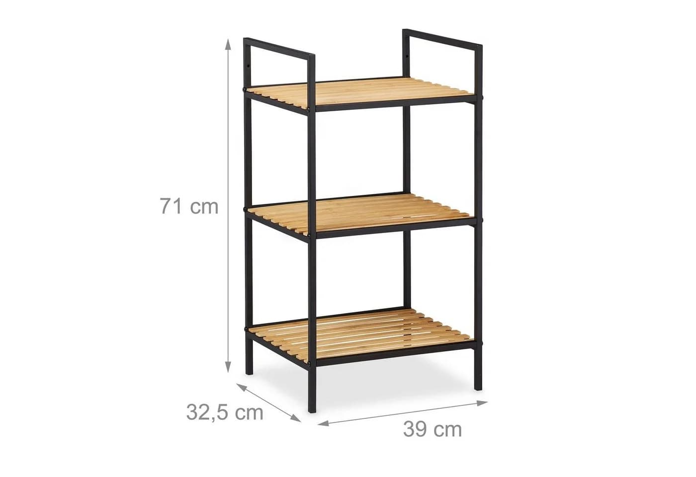 relaxdays Standregal Bambus & Metall 3 Ablagen Braun/Schwarz - Bild 4