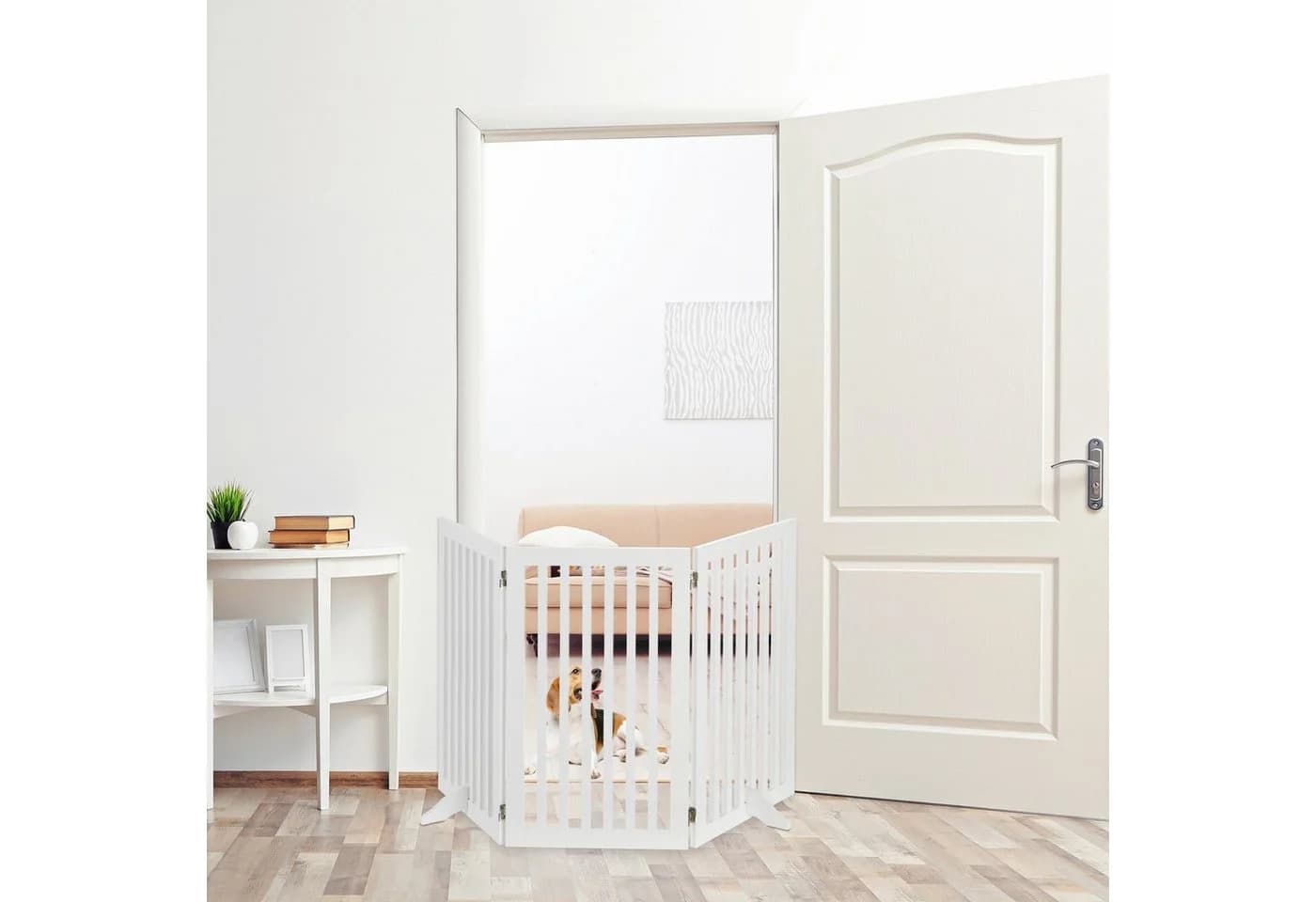 relaxdays Hundegitter 3-teilig Weiß Holzwerkstoff