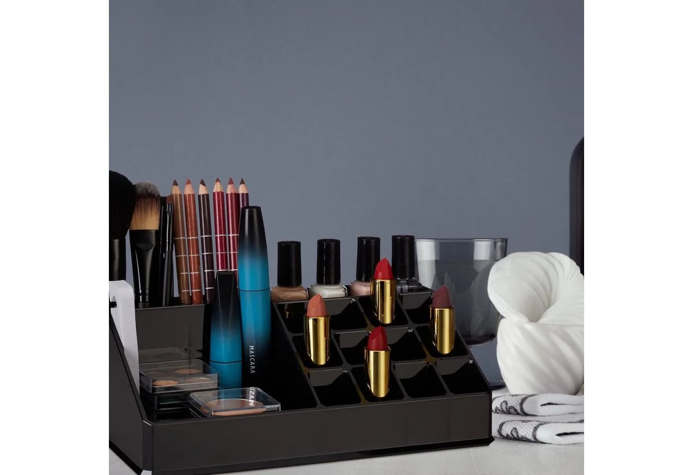 relaxdays Make-Up Organizer Kosmetikorganizer Acryl, Schwarz