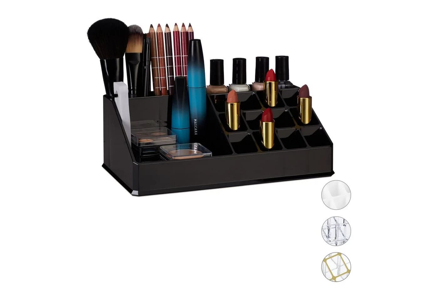 relaxdays Make-Up Organizer Kosmetikorganizer Acryl, Schwarz - Bild 2
