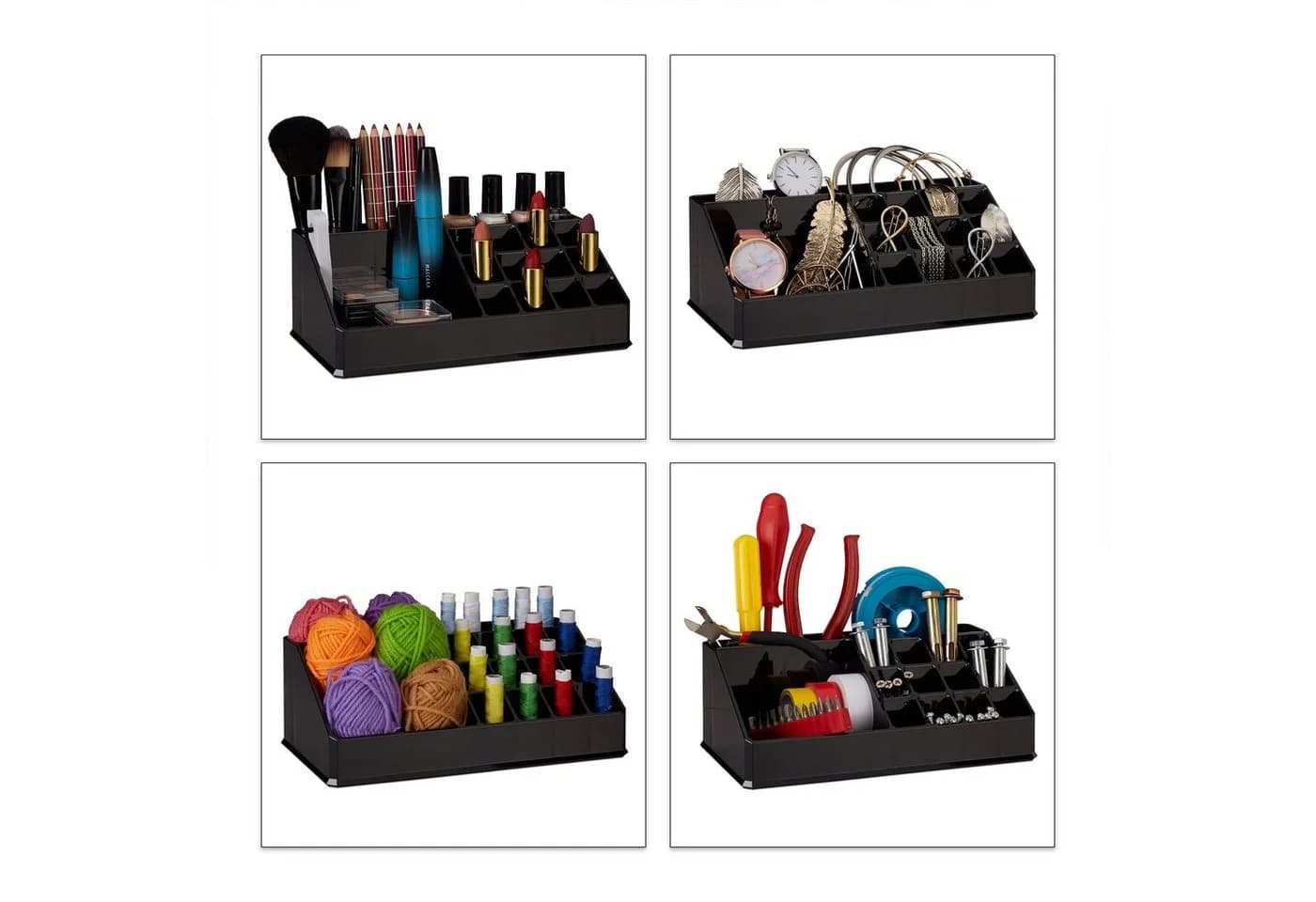 relaxdays Make-Up Organizer Kosmetikorganizer Acryl, Schwarz - Bild 3