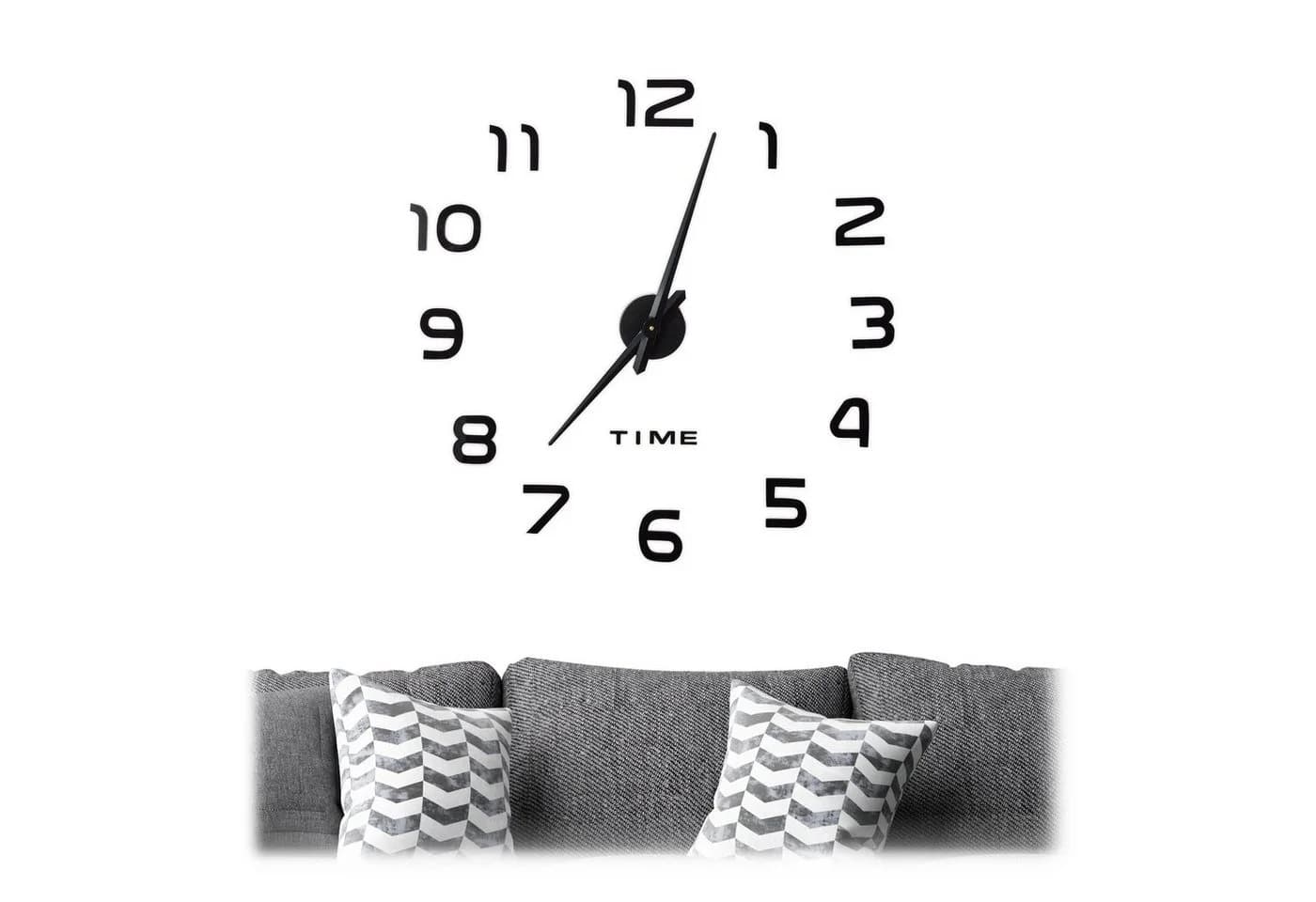 relaxdays DIY Wanduhr mit 3D-Zahlen Schwarz - Selbstklebende Uhr - Bild 2