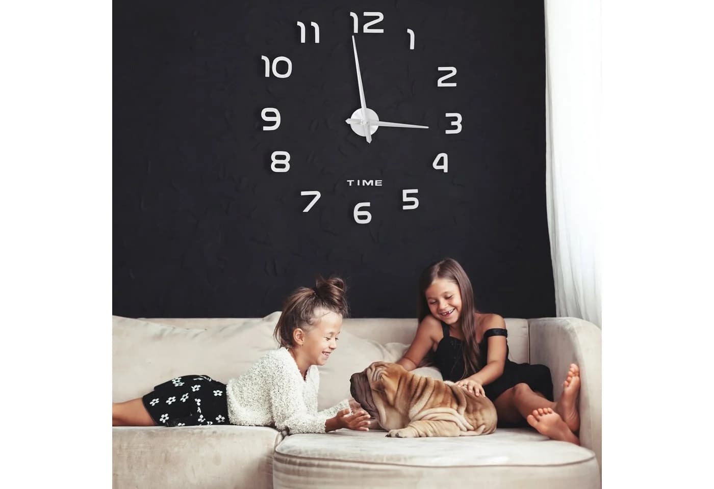 relaxdays DIY Wanduhr mit 3D-Zahlen Schwarz - Selbstklebende Uhr - Bild 3