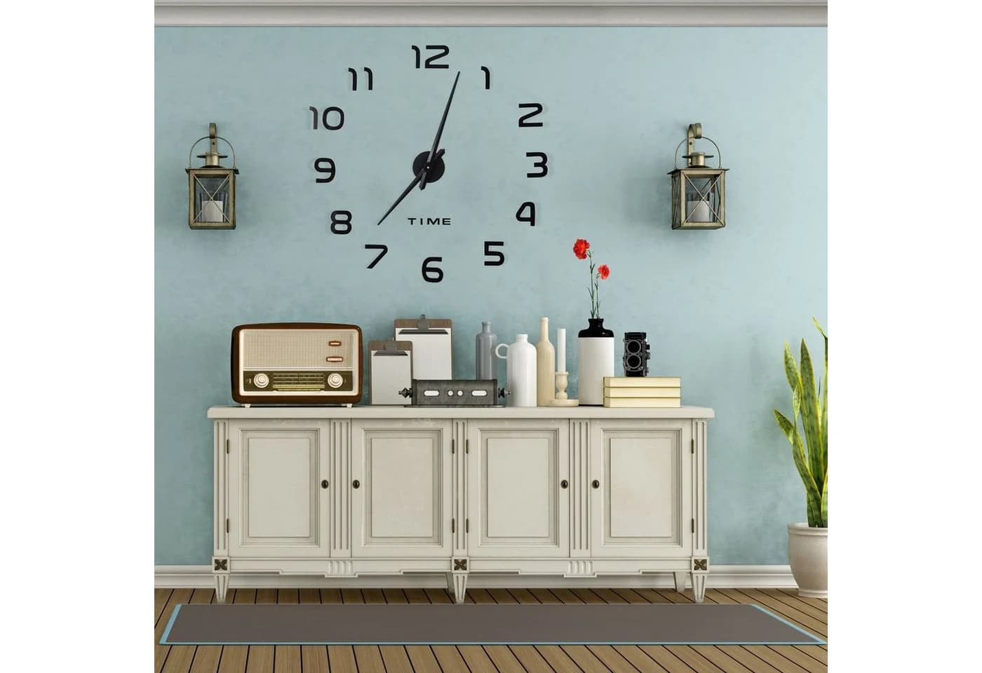 relaxdays DIY Wanduhr mit 3D-Zahlen Schwarz - Selbstklebende Uhr - Bild 5