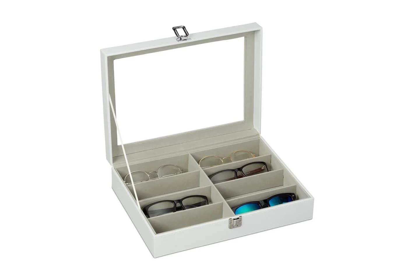 relaxdays Brillenbox Aufbewahrungsbox für 8 Brillen Weiß - Bild 2
