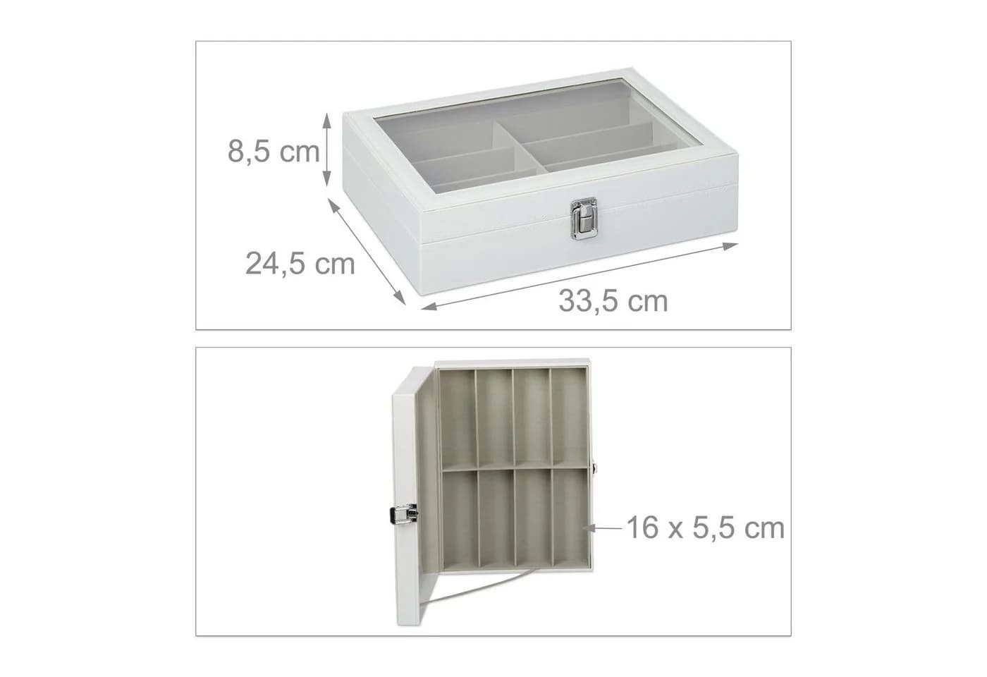 relaxdays Brillenbox Aufbewahrungsbox für 8 Brillen Weiß - Bild 4