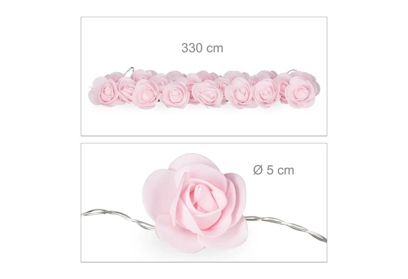 relaxdays Lichterkette Rosen, 20 LED warmweiß, rosa - Bild 4