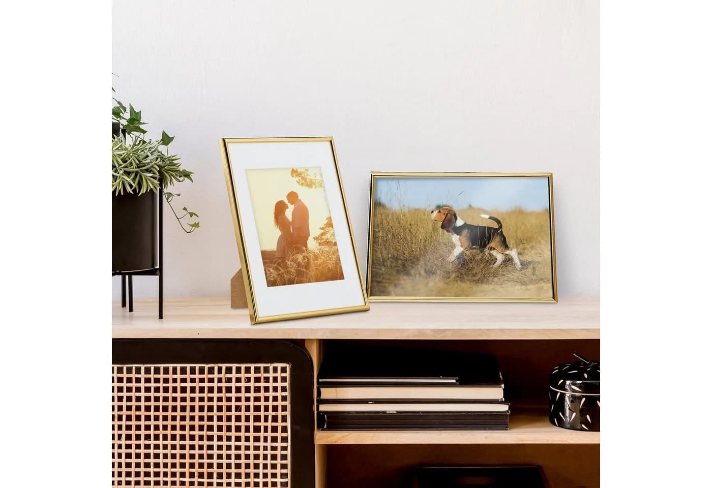relaxdays Bilderrahmen 2er Set Gold