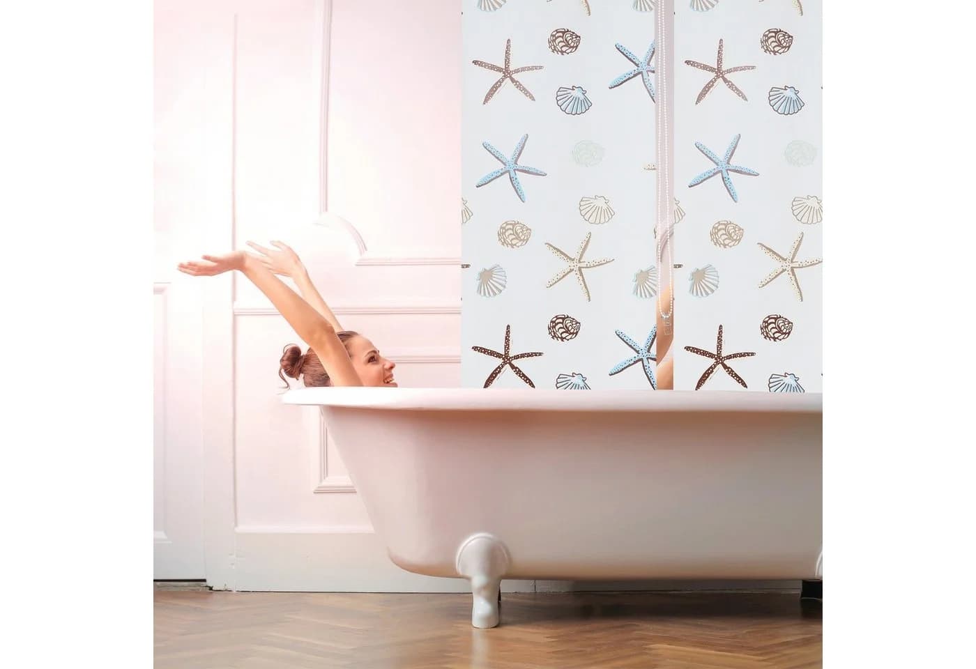relaxdays Duschrollo OCEA Wasserabweisend Maritim